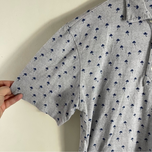 johnnie-O The OG Pique Polo - Currituck Print Shirt Size Large Cotton Grey - Picture 5 of 10